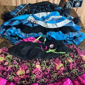 3 girls monster high skirts tutus size 6 - 10